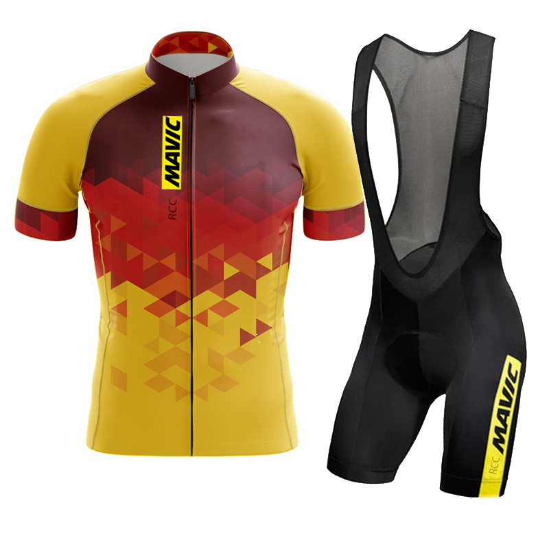 Cycling Community - 2024 Mavic ชุดขี่จักรยานแขนสั้นผู้ชายชุดสูทกางเกงขาสั้นไตรกีฬาชุดเสื้อผ้าฤดูร้อน