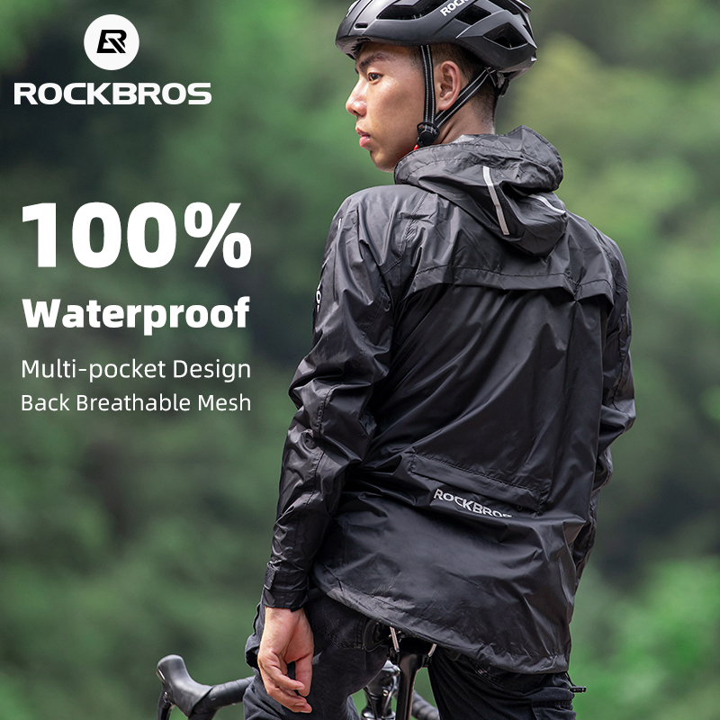 Cycling Commuter Jacket - ROCKBROS กันน้ําขี่จักรยานเสื้อกันฝนผู้ชายระบายอากาศกันลมสะท้อนแสงคลุมด้วยผ้าเสื้อกันฝนกีฬากลางแจ้งเสื้อกันลม